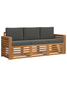 Set divani 3 pcs Naturale e Antracite Legno di Acacia Massello 2