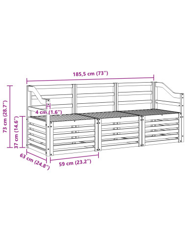 Set divani 3 pcs Naturale Legno di Acacia Massello