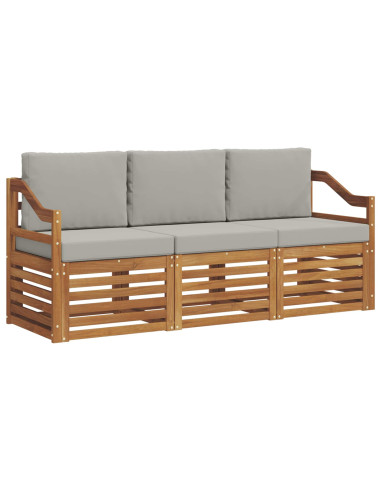 Set divani con cuscino 3 pcs Grigio Naturale e Chiaro