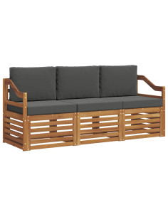 Set divani 3 pcs Naturale e Antracite Legno di Acacia Massello 2