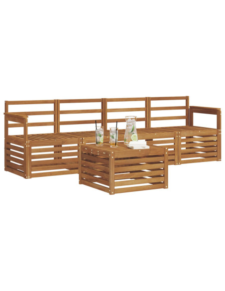 Set divani 5 pcs Naturale Legno di Acacia Massello