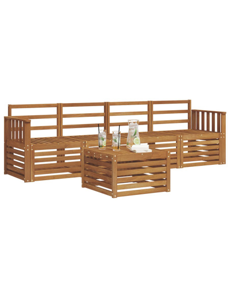 Set divani 5 pcs Naturale Legno di Acacia Massello
