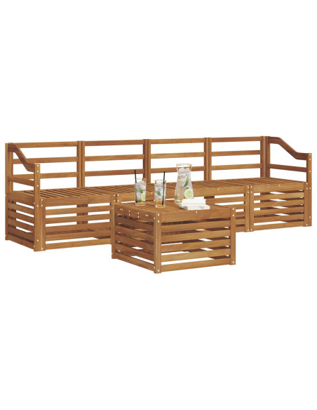 Set divani 5 pcs Naturale Legno di Acacia Massello