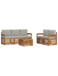 Set divani con cuscino 6 pcs Grigio Naturale e Chiaro 2