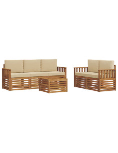 Set divani 6 pcs Naturale e Beige Legno di Acacia Massello 2