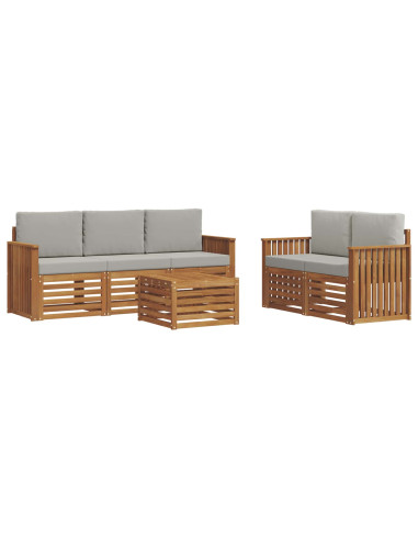 Set divani con cuscino 6 pcs Grigio Naturale e Chiaro
