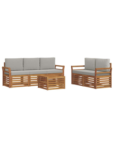 Set divani con cuscino 6 pcs Grigio Naturale e Chiaro