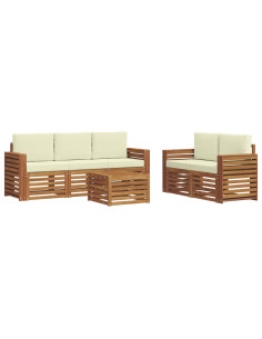 Set divani 6 pcs Naturale e Crema Legno di Acacia Massello 2