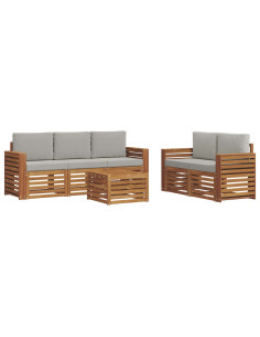 Set divani con cuscino 6 pcs Grigio Naturale e Chiaro 2