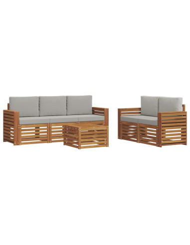 Set divani con cuscino 6 pcs Grigio Naturale e Chiaro
