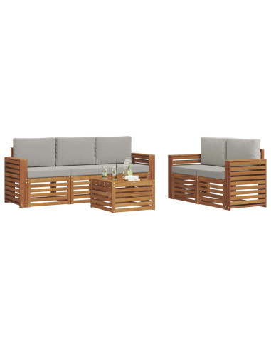 Set divani con cuscino 6 pcs Grigio Naturale e Chiaro