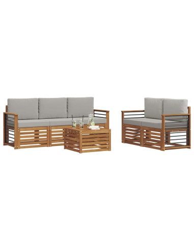 Set divani con cuscino 6 pcs Grigio Naturale e Chiaro