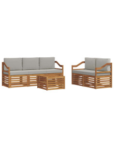Set divani con cuscino 6 pcs Grigio Naturale e Chiaro 2