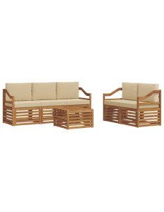 Set divani 6 pcs Naturale e Beige Legno di Acacia Massello 2