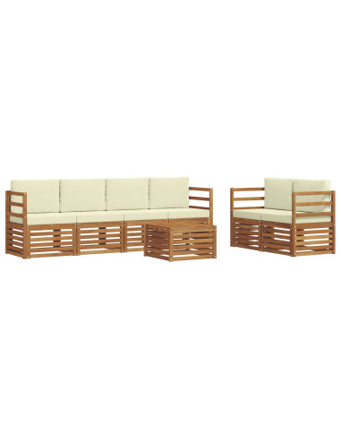 Set divani 7 pcs Naturale e Crema Legno di Acacia Massello
