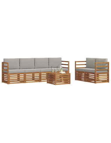 Set divani con cuscino 7 pcs Grigio Naturale e Chiaro