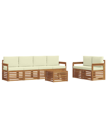 Set divani 7 pcs Naturale e Crema Legno di Acacia Massello