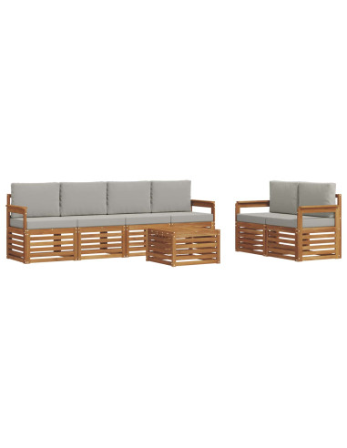 Set divani con cuscino 7 pcs Grigio Naturale e Chiaro