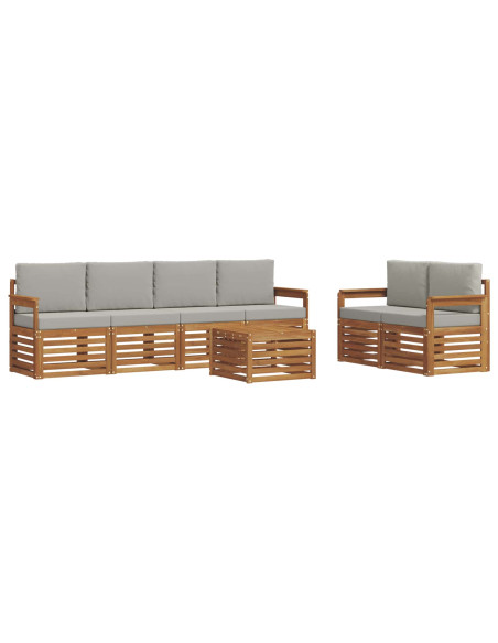 Set divani con cuscino 7 pcs Grigio Naturale e Chiaro