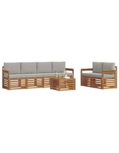 Set divani con cuscino 7 pcs Grigio Naturale e Chiaro