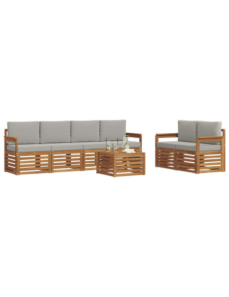 Set divani con cuscino 7 pcs Grigio Naturale e Chiaro