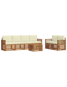 Set divani 7 pcs Naturale e Crema Legno di Acacia Massello 2