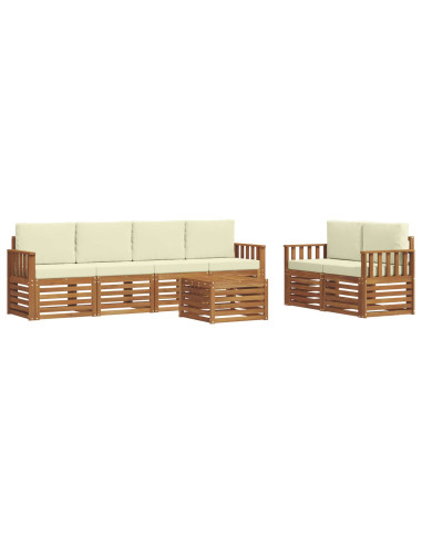 Set divani 7 pcs Naturale e Crema Legno di Acacia Massello