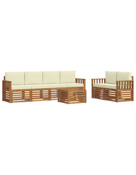 Set divani 7 pcs Naturale e Crema Legno di Acacia Massello