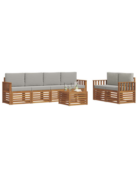 Set divani con cuscino 7 pcs Grigio Naturale e Chiaro