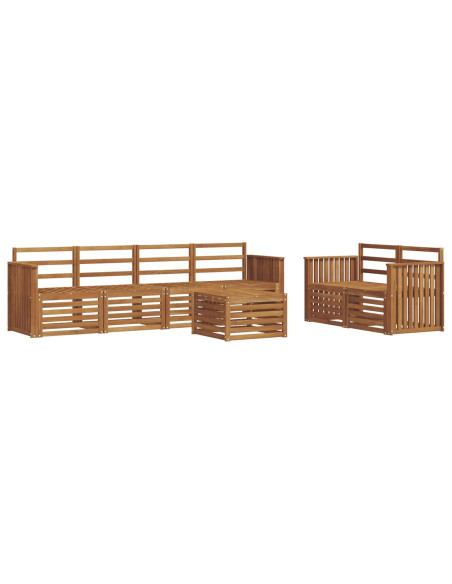 Set divani 7 pcs Naturale Legno di Acacia Massello