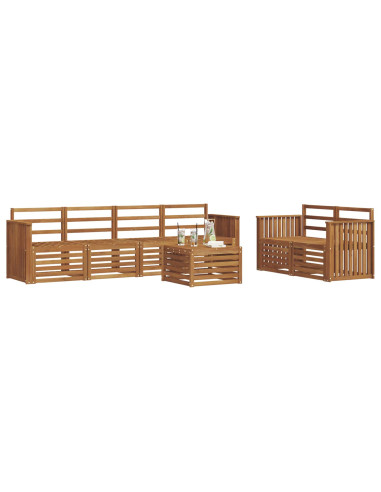 Set divani 7 pcs Naturale Legno di Acacia Massello