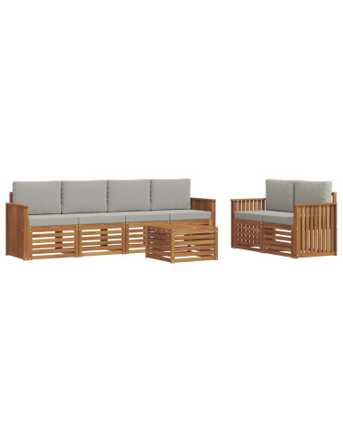 Set divani con cuscino 7 pcs Grigio Naturale e Chiaro