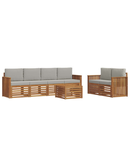 Set divani con cuscino 7 pcs Grigio Naturale e Chiaro