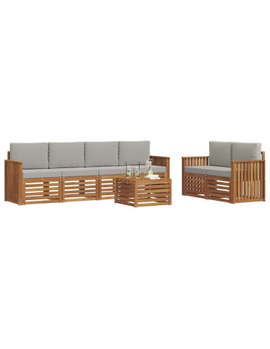 Set divani con cuscino 7 pcs Grigio Naturale e Chiaro