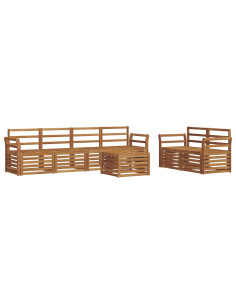 Set divani 7 pcs Naturale Legno di Acacia Massello 2