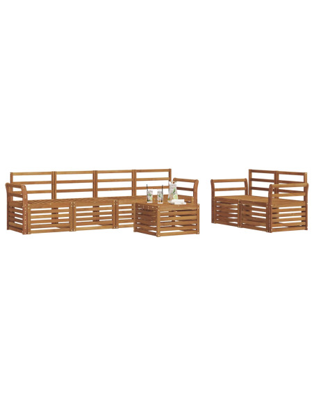 Set divani 7 pcs Naturale Legno di Acacia Massello
