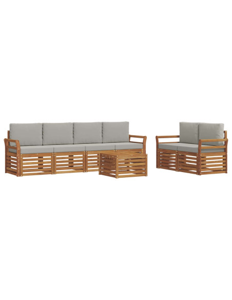 Set divani con cuscino 7 pcs Grigio Naturale e Chiaro