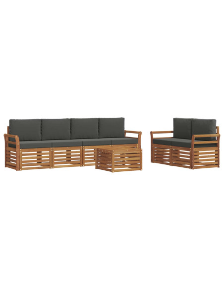Set divani 7 pcs Naturale e Antracite Legno di Acacia Massello