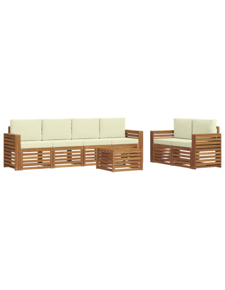 Set divani 7 pcs Naturale e Crema Legno di Acacia Massello