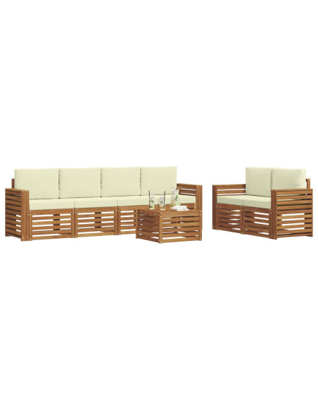 Set divani 7 pcs Naturale e Crema Legno di Acacia Massello