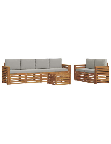 Set divani con cuscino 7 pcs Grigio Naturale e Chiaro