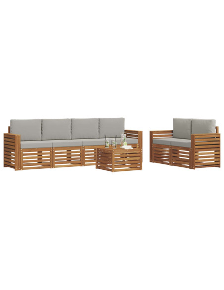 Set divani con cuscino 7 pcs Grigio Naturale e Chiaro