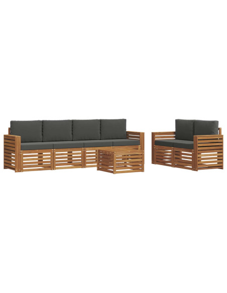 Set divani 7 pcs Naturale e Antracite Legno di Acacia Massello