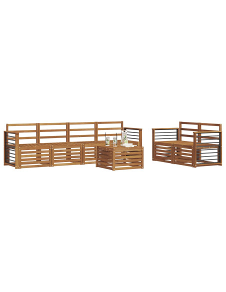 Set divani 7 pcs Naturale Legno di Acacia Massello