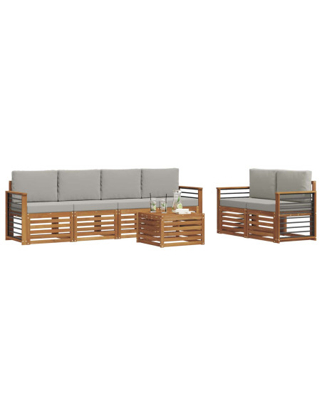Set divani con cuscino 7 pcs Grigio Naturale e Chiaro