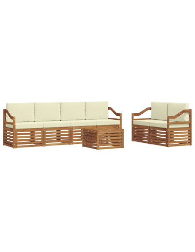 Set divani 7 pcs Naturale e Crema Legno di Acacia Massello