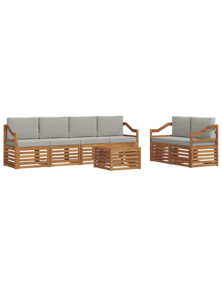 Set divani con cuscino 7 pcs Grigio Naturale e Chiaro