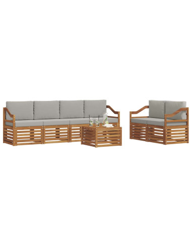 Set divani con cuscino 7 pcs Grigio Naturale e Chiaro