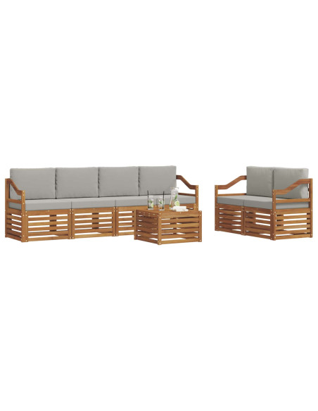 Set divani con cuscino 7 pcs Grigio Naturale e Chiaro