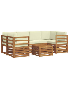 Set divani 7 pcs Naturale e Crema Legno di Acacia Massello 2